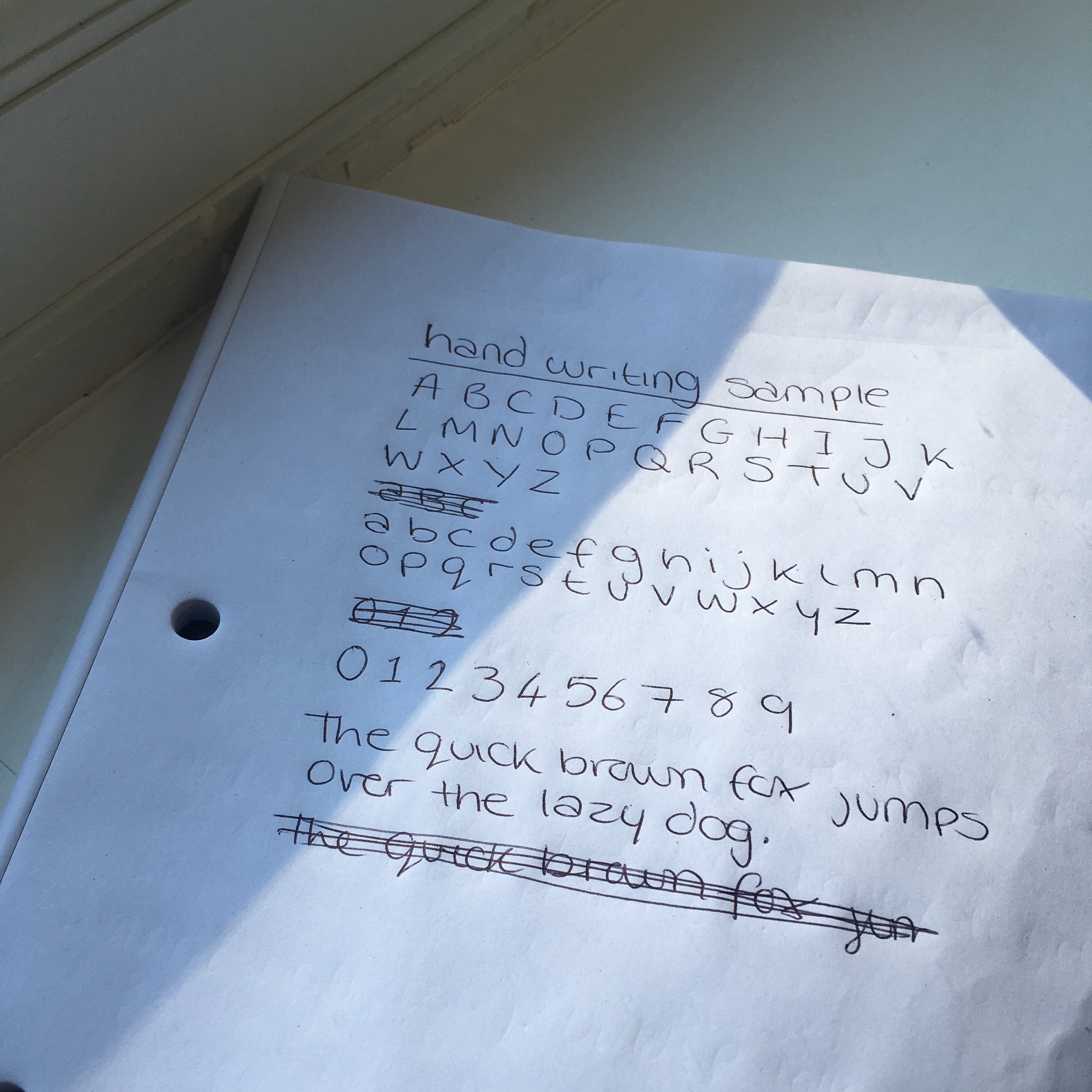 Handwriting Sample & Dyslexia