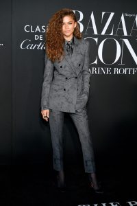 zendaya in a grey suit