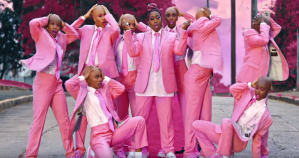 missy elliot and other Black women in bubblegum pink suit