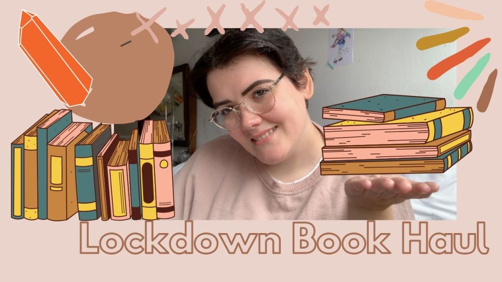 artie smiling with images of books 'lockdown book haul' text